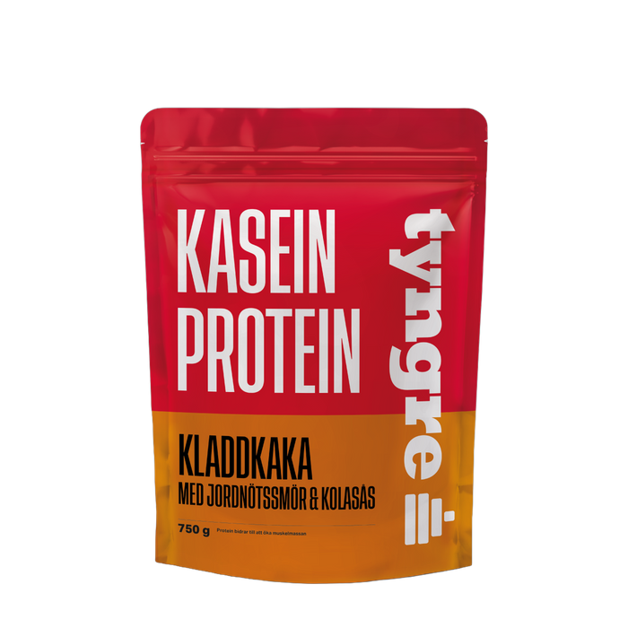 Tyngre Kasein Kladdkaka med jordnötssmör och kolasås 750g, Proteinpulver