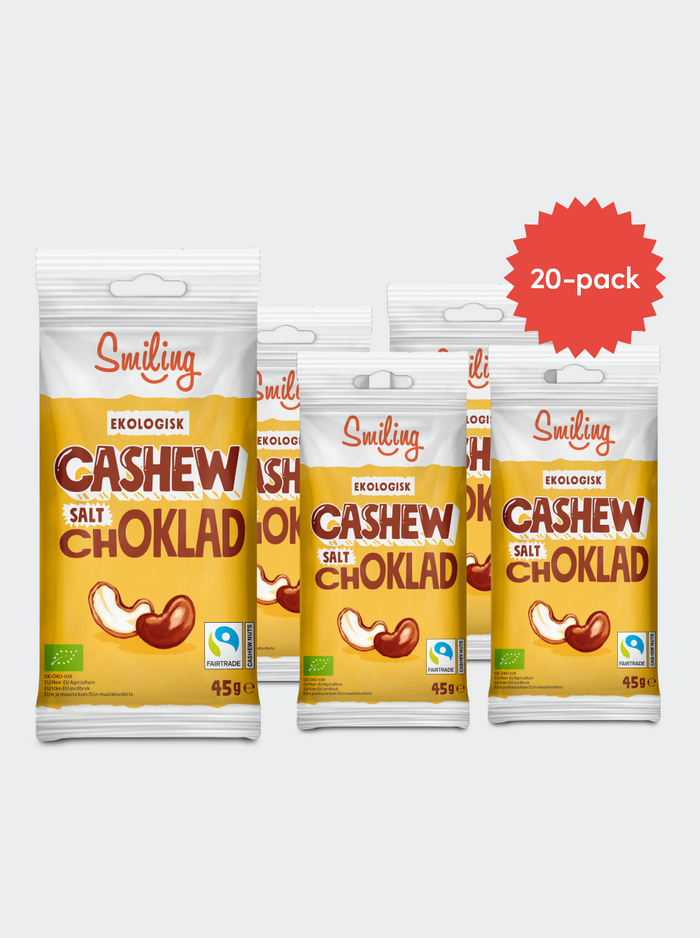 Smiling Cashew Salt Choklad 45g 20-pack