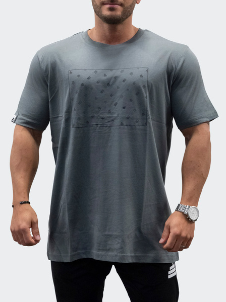 T-Shirt Loose Fit Print Mens Charcoal