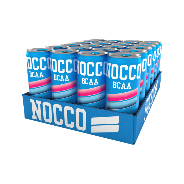 NOCCO Blue Raspberry 24-pack, 180mg koffein - BCAA - sockerfri funktionsdryck