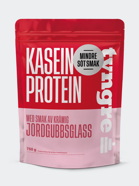 Tyngre Kasein Krämig Jordgubbsglass Mindre Söt Smak 750g, Proteinpulver