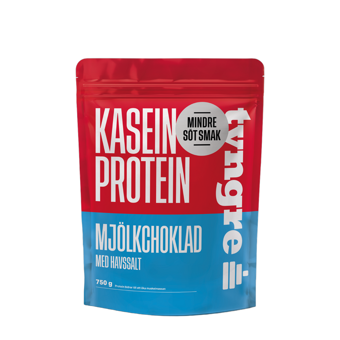 Tyngre Kasein Mjölkchoklad med Havssalt Mindre Söt Smak 750g, Proteinpulver