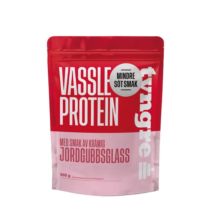 Tyngre Vassle Krämig Jordgubbsglass Mindre Söt Smak 900g, Proteinpulver