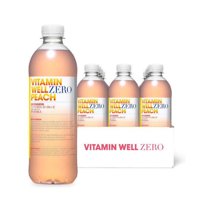 Vitamin Well Zero Peach 12-pack, Sockerfri Vitamindryck