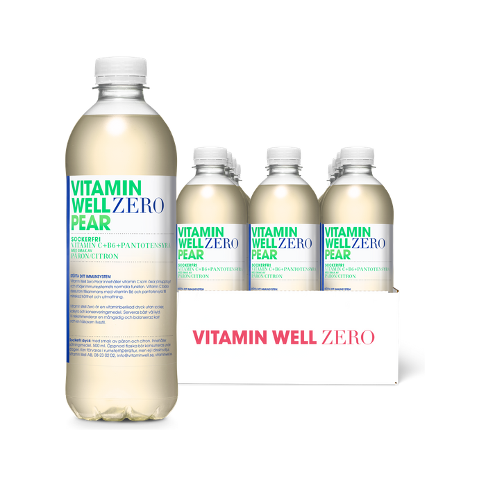 Vitamin Well Zero Pear 12-pack, Sockerfri Vitamindryck