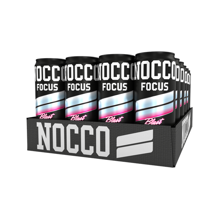NOCCO FOCUS 3 Raspberry Blast 24-pack, 180mg koffein - sockerfri funktionsdryck