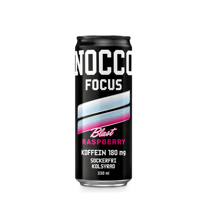 NOCCO FOCUS 3 Raspberry Blast 330 ml, 180mg koffein - sockerfri funktionsdryck