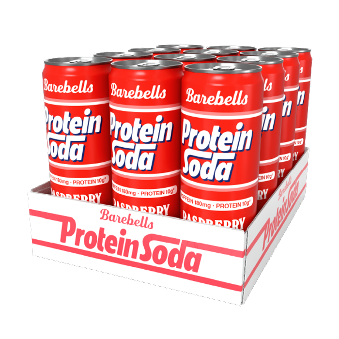 Barebells Protein Soda Raspberry 12-pack - 10g protein - 180mg koffein - Sockerfri