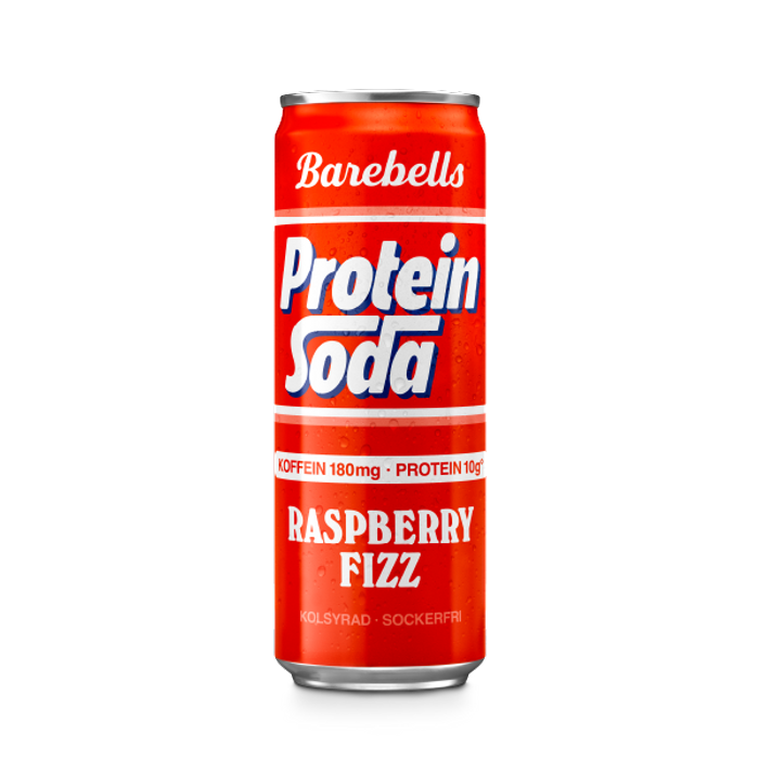 Barebells Protein Soda Raspberry 355ml - 10g protein - 180mg koffein - Sockerfri
